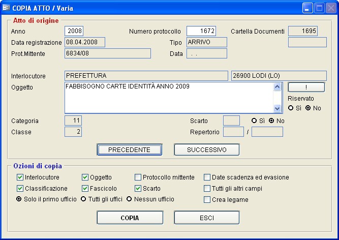 maschera copia atto